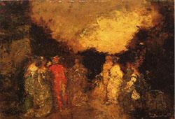 Adolphe-Joseph Monticelli Twilight Promenade in a Park oil painting image